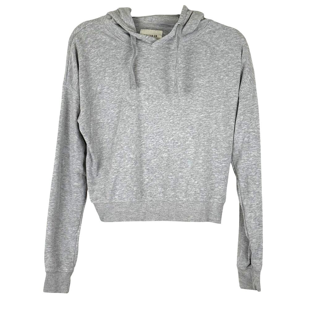 Cotton On Cropped Basic Light Heather Gray Drawstring Hoodie Sweatshirt - Small - Picture 1 of 7